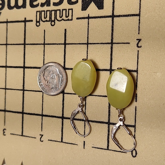 Earrings,925,jade stones - Picture 4 of 4